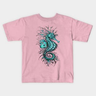 Cyan Seahorse Kids T-Shirt